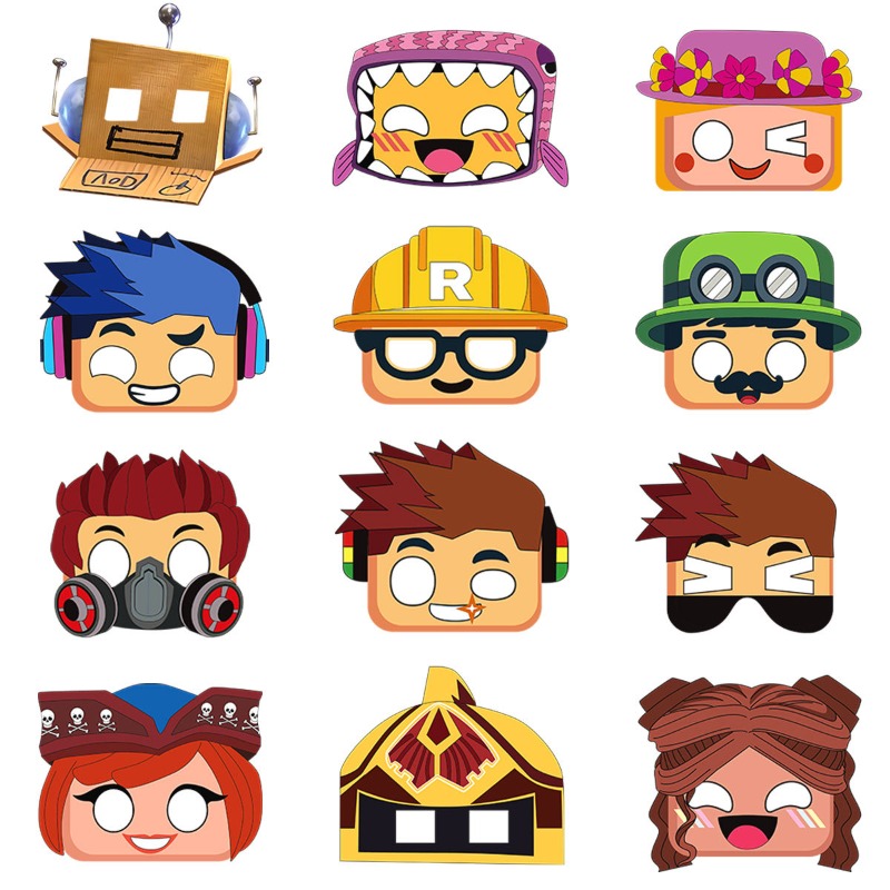 Party Games In Roblox - 12PCS Topeng Kertas Seri Tema Game