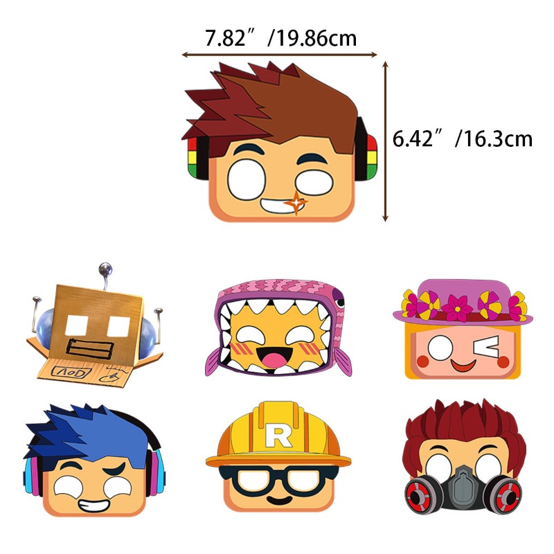 12PCS Topeng Kertas Seri Tema  - Party Games In Roblox ulasan dan harga