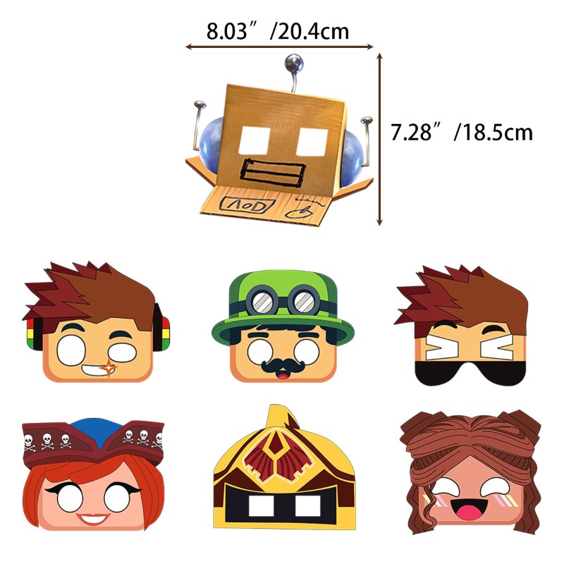 12PCS Topeng Kertas Seri Tema  - Party Games In Roblox ulasan dan harga