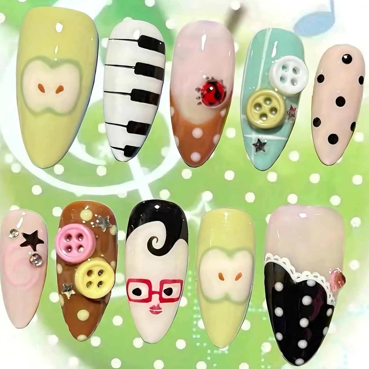 10pcs Kuku Palsu Almond Panjan - Party Games Switch ulasan dan harga